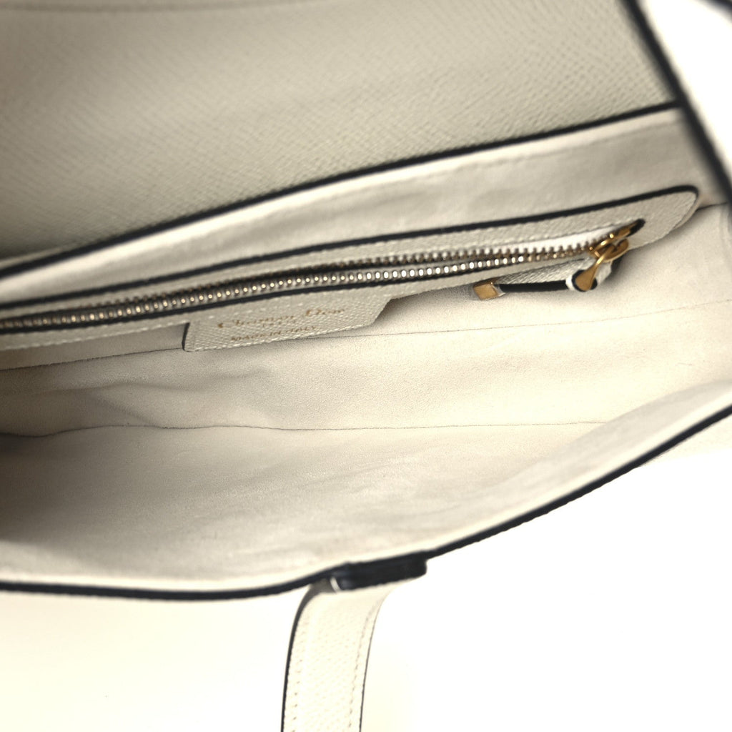 Christian Dior Grained Calfskin Saddle Bag With Strap Latte
