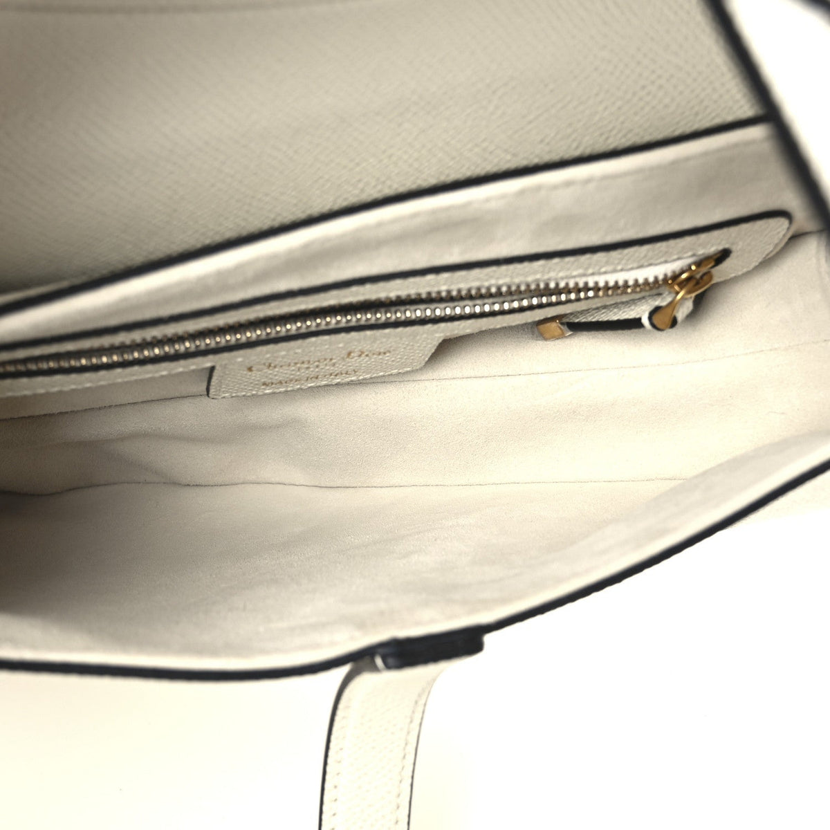 Christian Dior Grained Calfskin Saddle Bag With Strap Latte