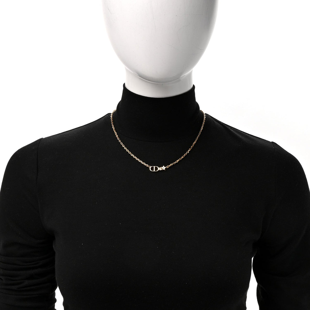 Christian DiorCrystal Star CD Necklace Gold
