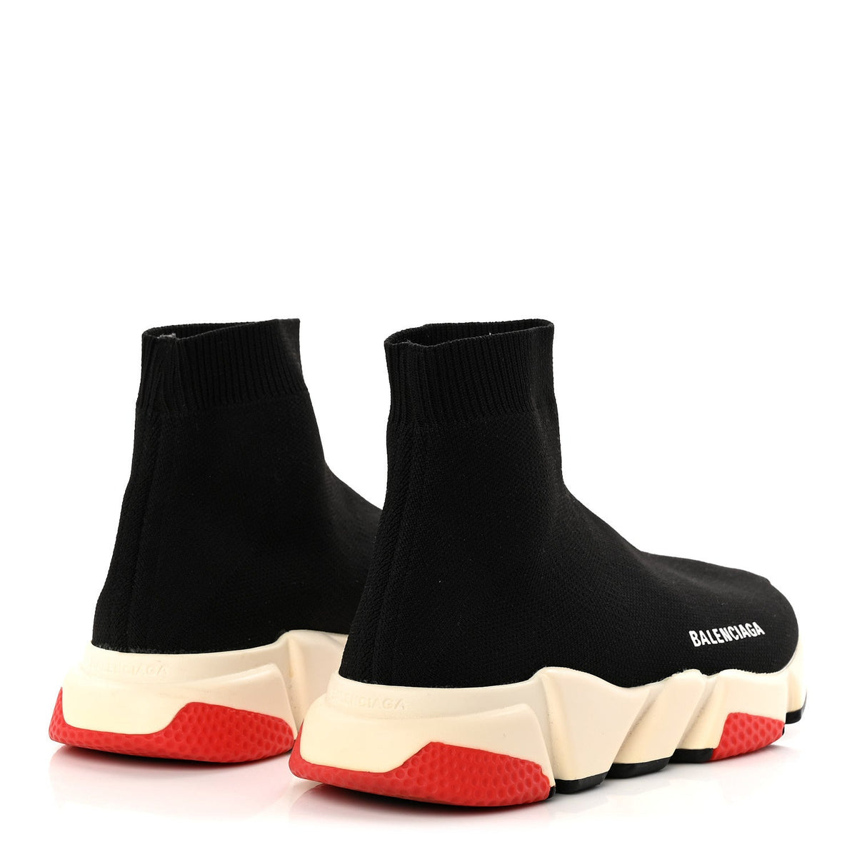 Balenciaga Neoprene Knit Women's Speed Sneakers 38 Black White Red