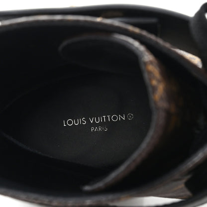Louis Vuitton Calfskin Women's Monogram Wonderland Flat Ranger Boots 38 Black