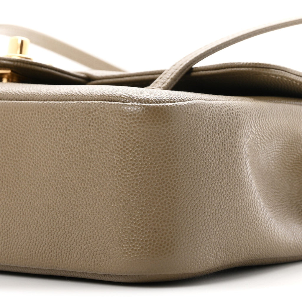 Chanel Shiny Caviar Preppy Coco Small Flap Bag Dark Khaki