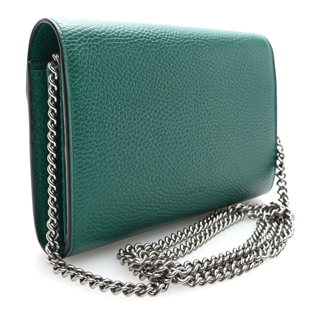 Gucci Calfskin Mini Dionysus Chain Wallet Emerald