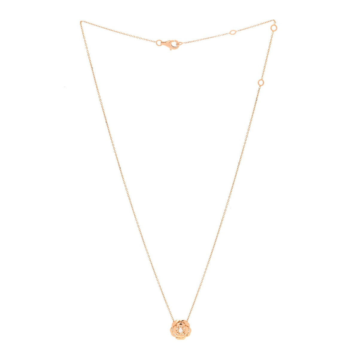 18K Rose Gold Diamond Extrait de Camelia Pendant Necklace