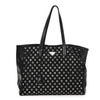 Prada Tessuto Nylon Calfskin Grommet Tote Black