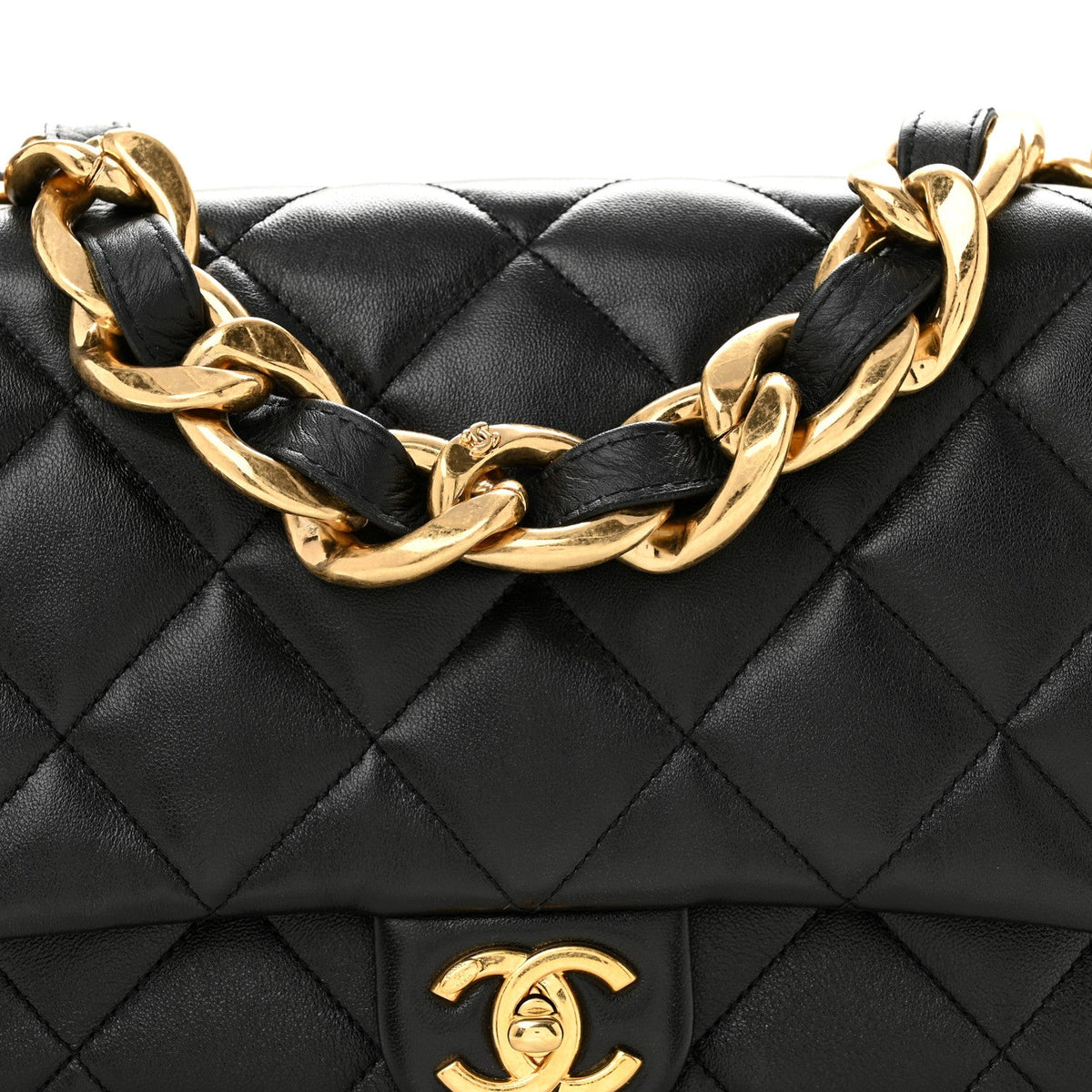 Large Quilted Lambskin Flap Shoulder Bag