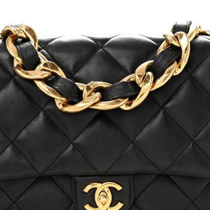 Large Quilted Lambskin Flap Shoulder Bag