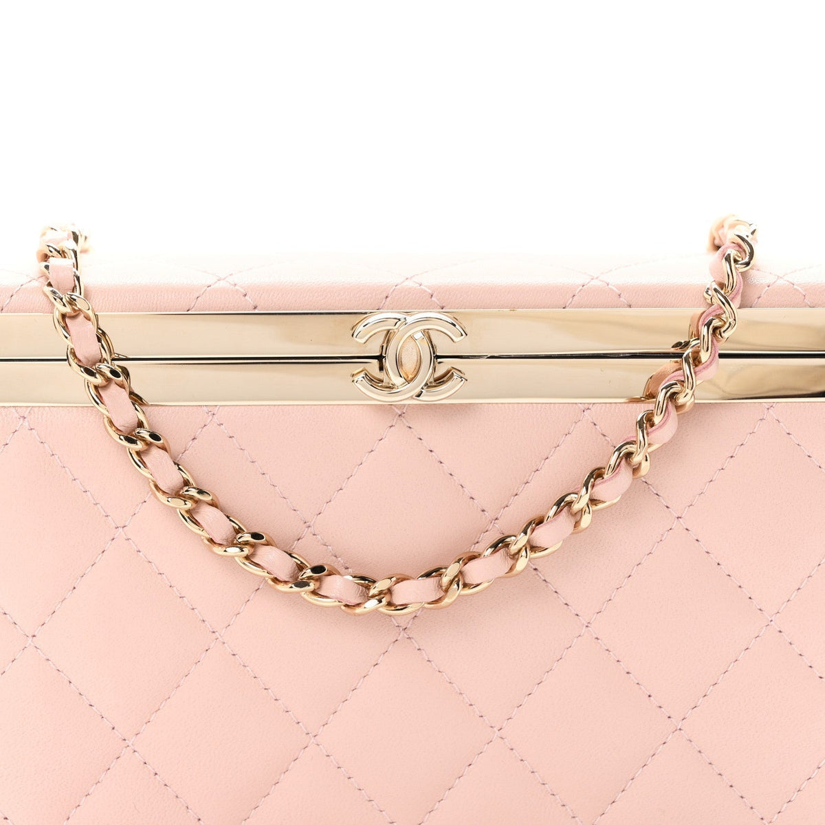 Chanel Lambskin Quilted CC Vanity With Chain Light Pink