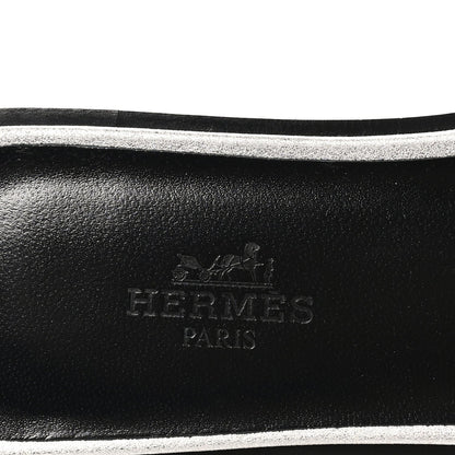 Hermes Velvet Goatskin Crystal Beads Oran Women's Sandals Gris Argente