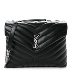 Saint Laurent Calfskin Y Quilted Monogram Medium Loulou Chain Satchel Black