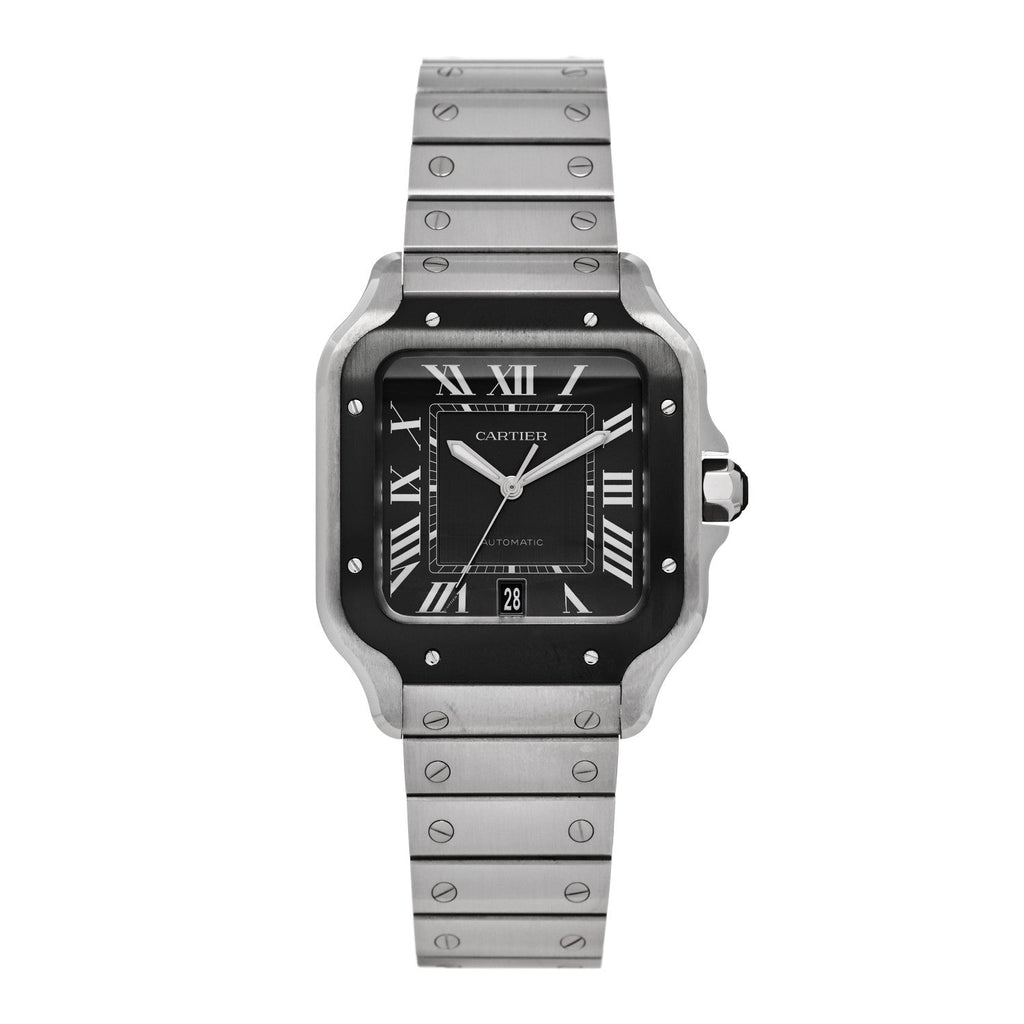 Cartier Stainless Steel 39.8mm Santos De Cartier Watch Black