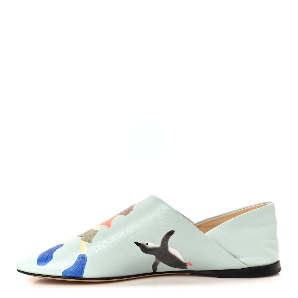 Loewe Goatskin Women's Suna Fujita Penguin Toy Slippers 36 Blue Iceberg