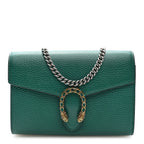 Gucci Calfskin Mini Dionysus Chain Wallet Emerald