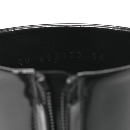 Saint Laurent Glazed Calfskin Women's Opyum Ankle Boots 36 Black