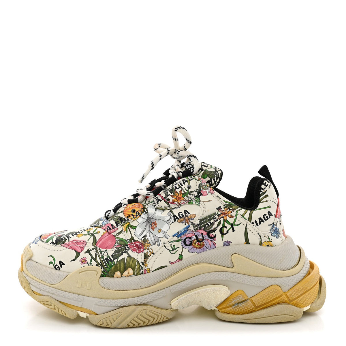 X Fabric Allover Logo Flora Print Triple S Sneakers Multicolor White