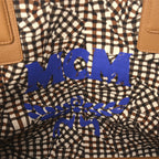 MCM Visetos Medium Liz Reversible Shopper Tote Cognac