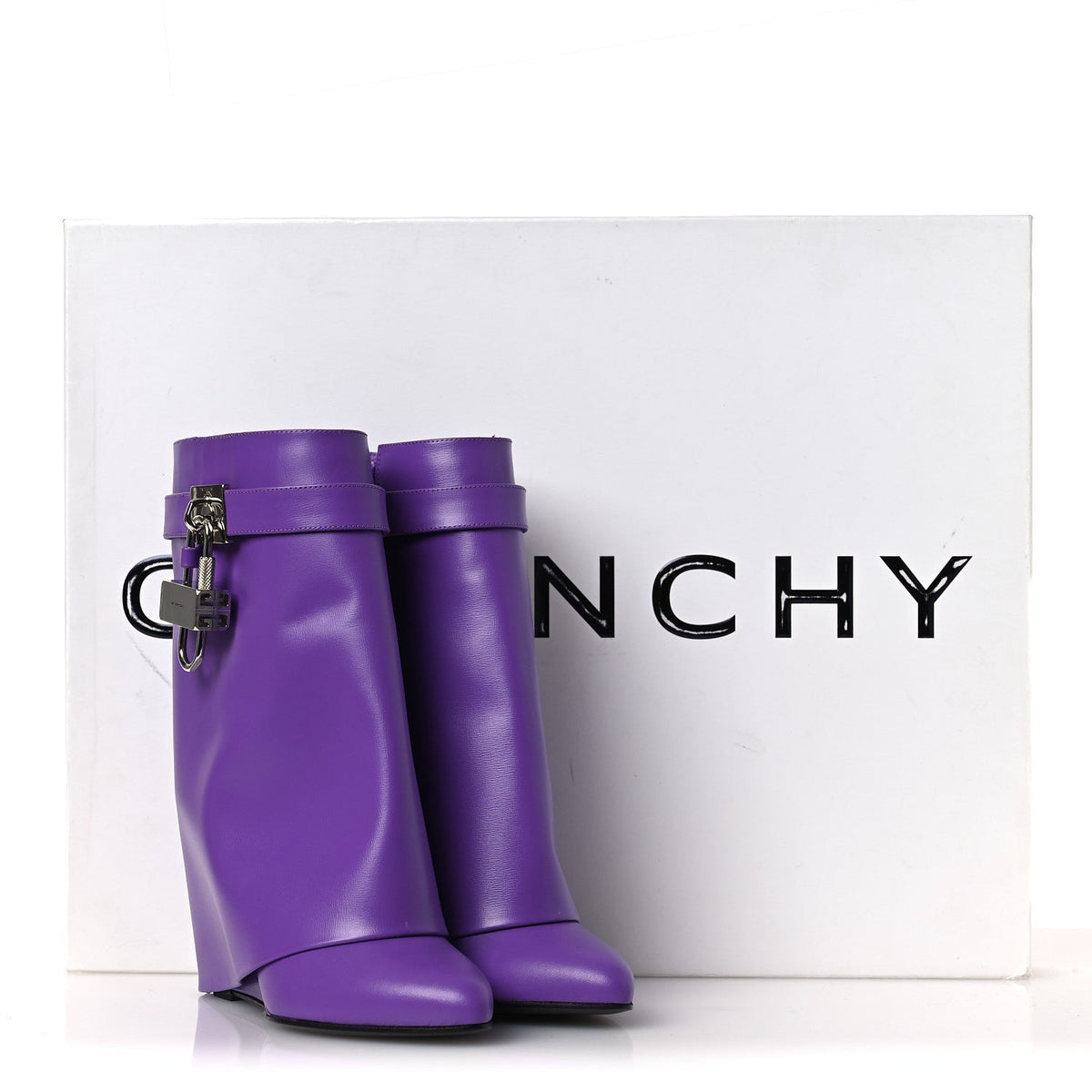 Givenchy Calfskin Women's Shark Lock Ankle Boots 35 Ultraviolet
