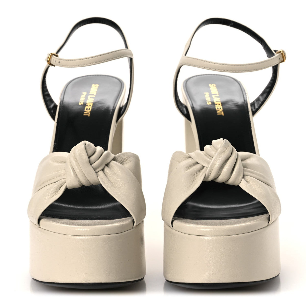Saint Laurent Leather Women's Vendome Bianca 85 Platform Sandals 41 Pearl