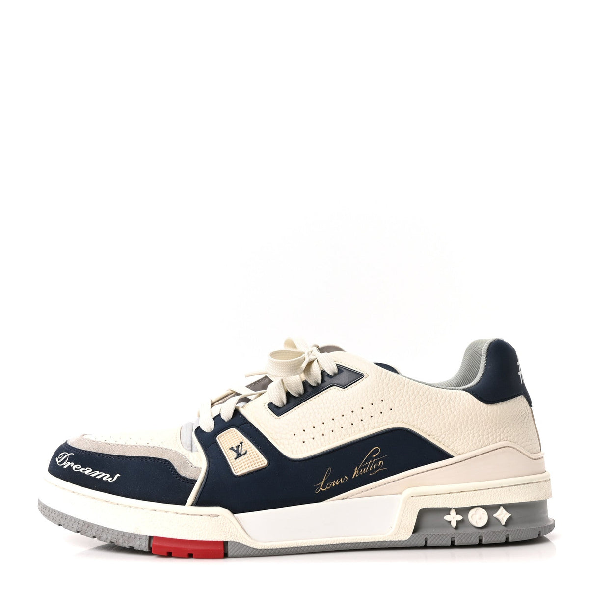 Calfskin New York City Of Dreams LV Trainer Maxi Sneakers White Navy