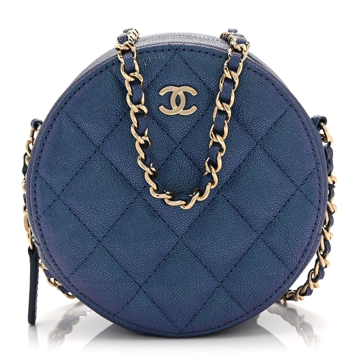 Quilted Caviar Clutch Bag - Blue