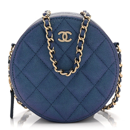 Quilted Caviar Clutch Bag - Blue