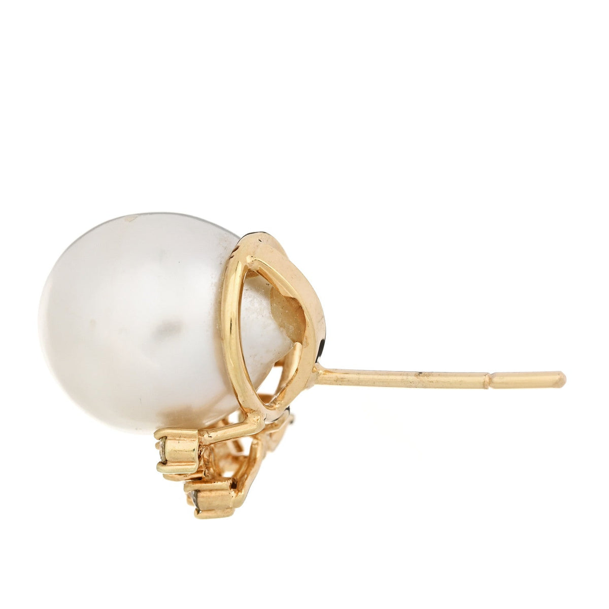 Parker & West by FASHIONPHILE14K Yellow Gold Diamond Cultured Pearl 10.5-11mm Earrings