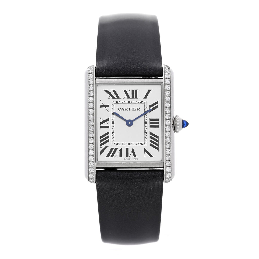 Cartier Stainless Steel Satin Diamond Women's 25mm Tank Watch
