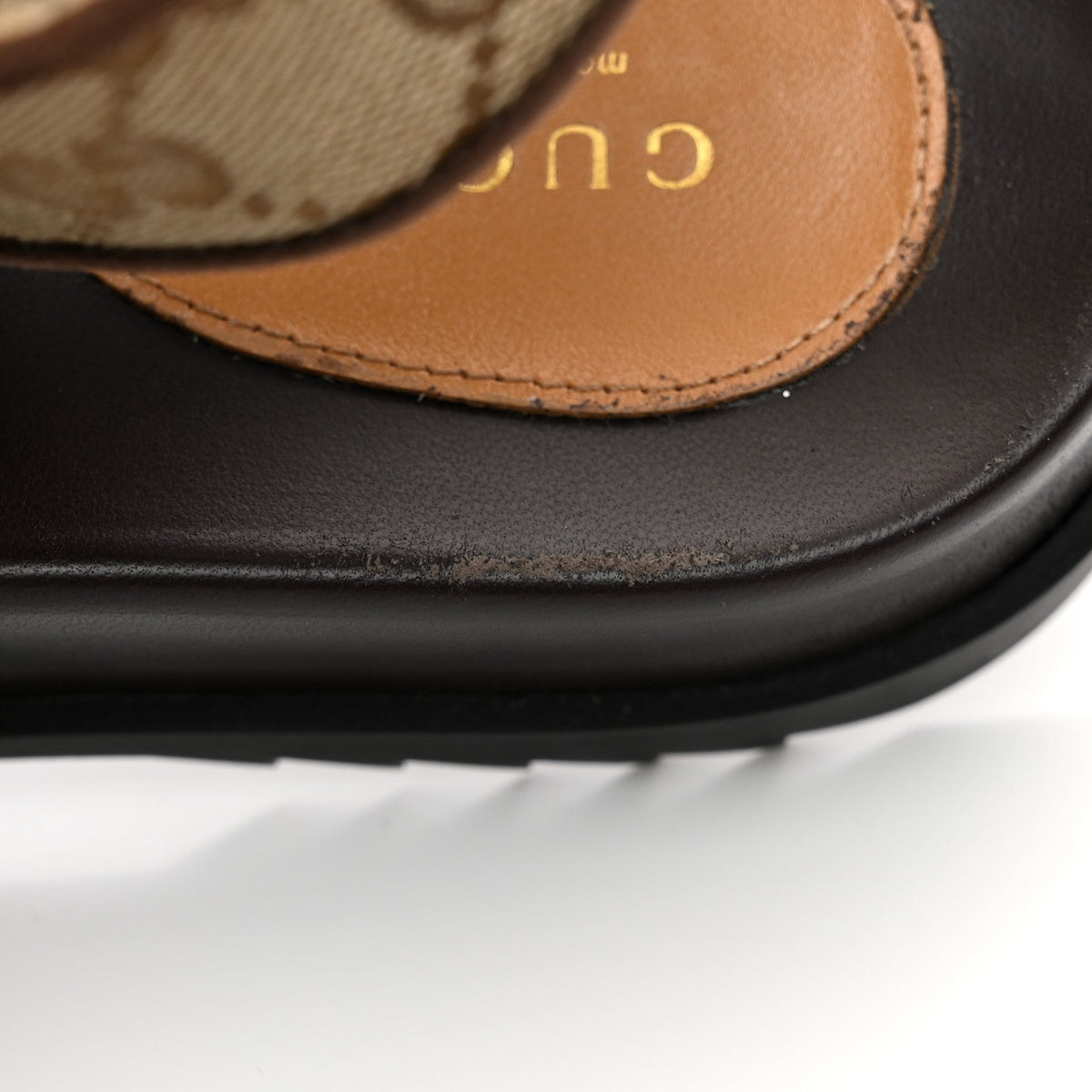 Gucci GG Monogram Eco Fabric Women's Slide Sandals 37 Beige Ebony