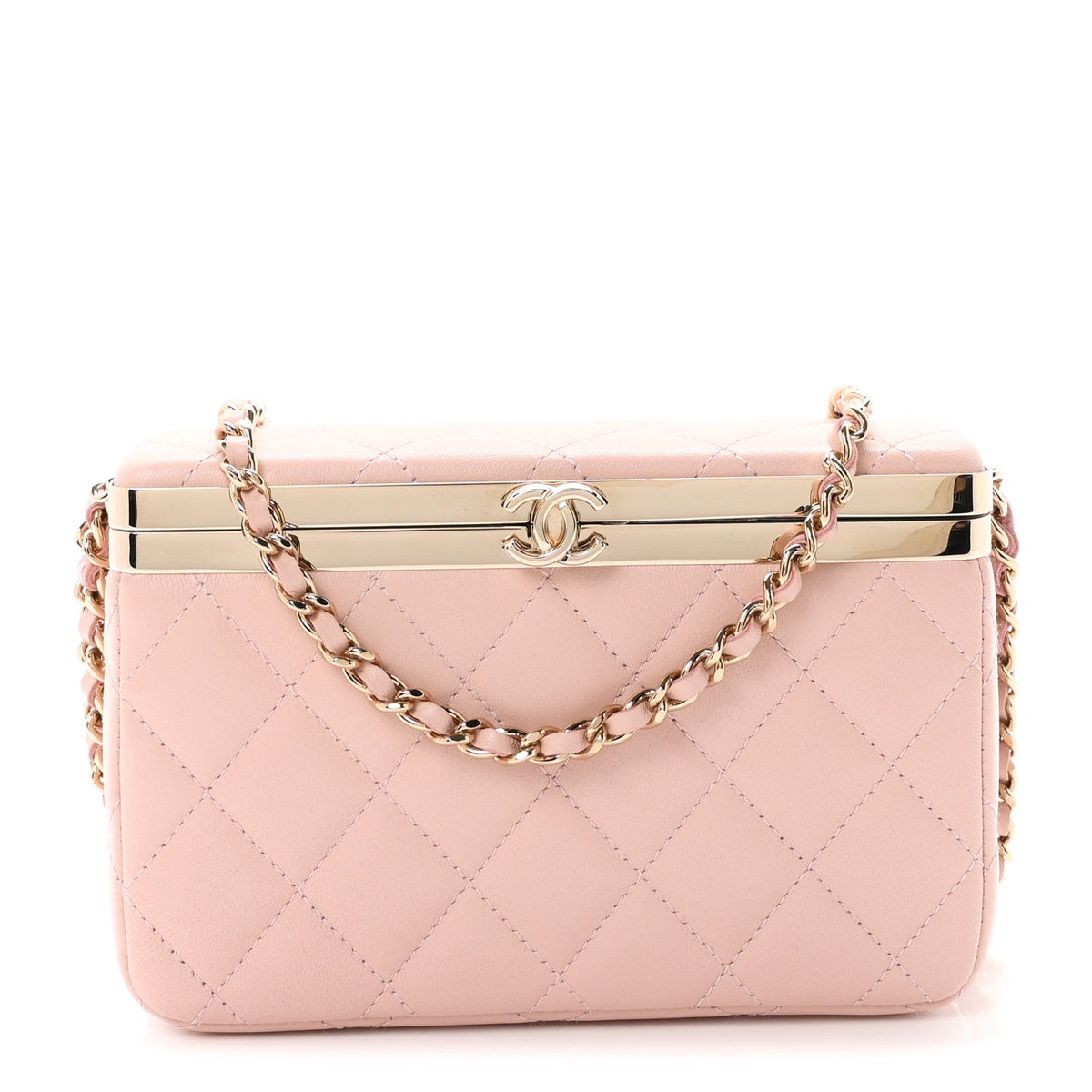 Chanel Lambskin Quilted CC Vanity With Chain Light Pink