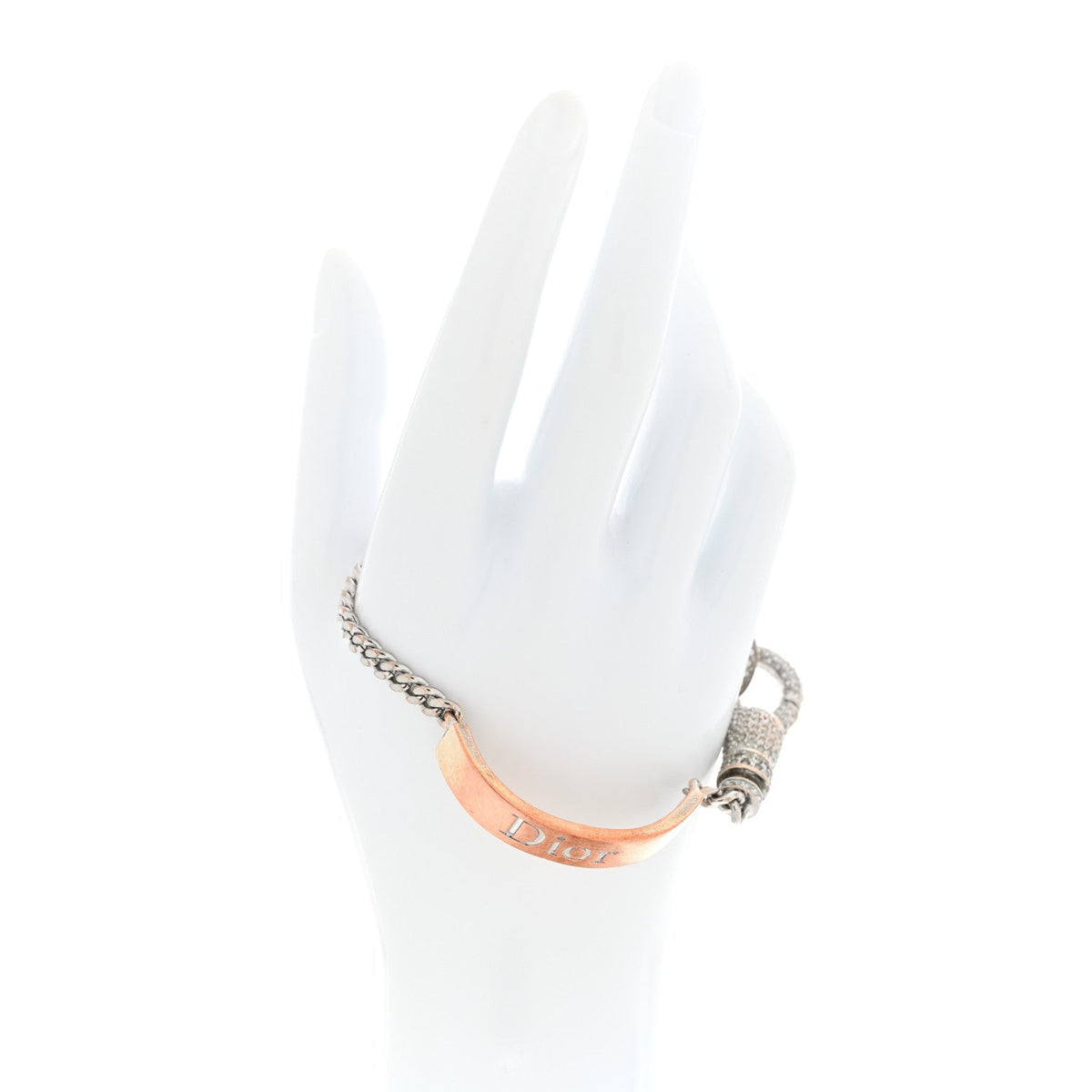 Christian DiorCrystal Logo ID Chain Bracelet Silver