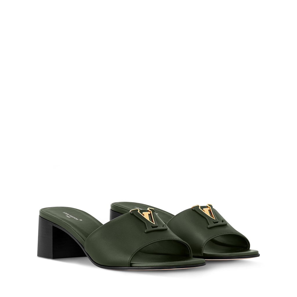 Women's LV Mare Mule Khaki Plain Calf Leather 1AHMWR