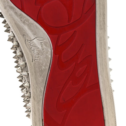 Christian Louboutin Nappa Laminato Men's Yang Louis Flat Sneakers 45 Latte Silver