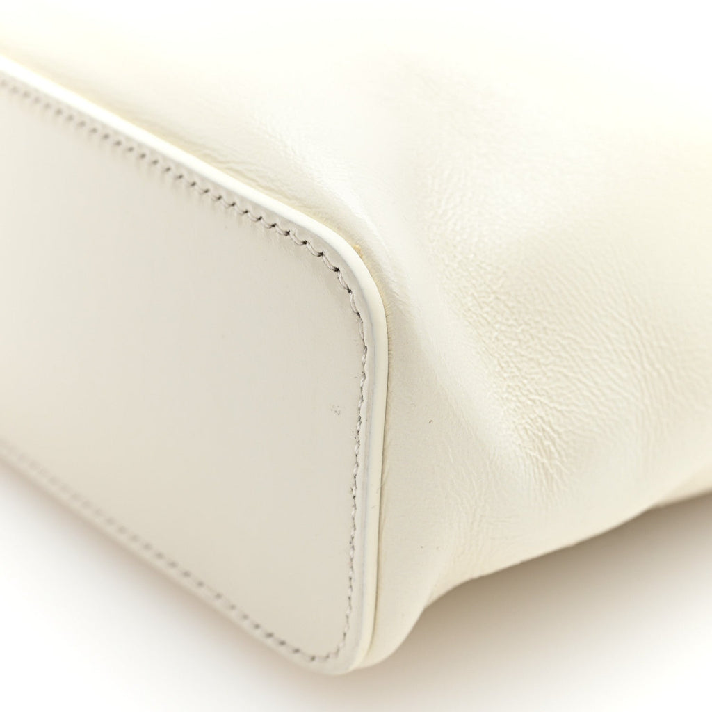 Celine Glossy Lambskin Vanity Frame Rectangle Bag Creamy White