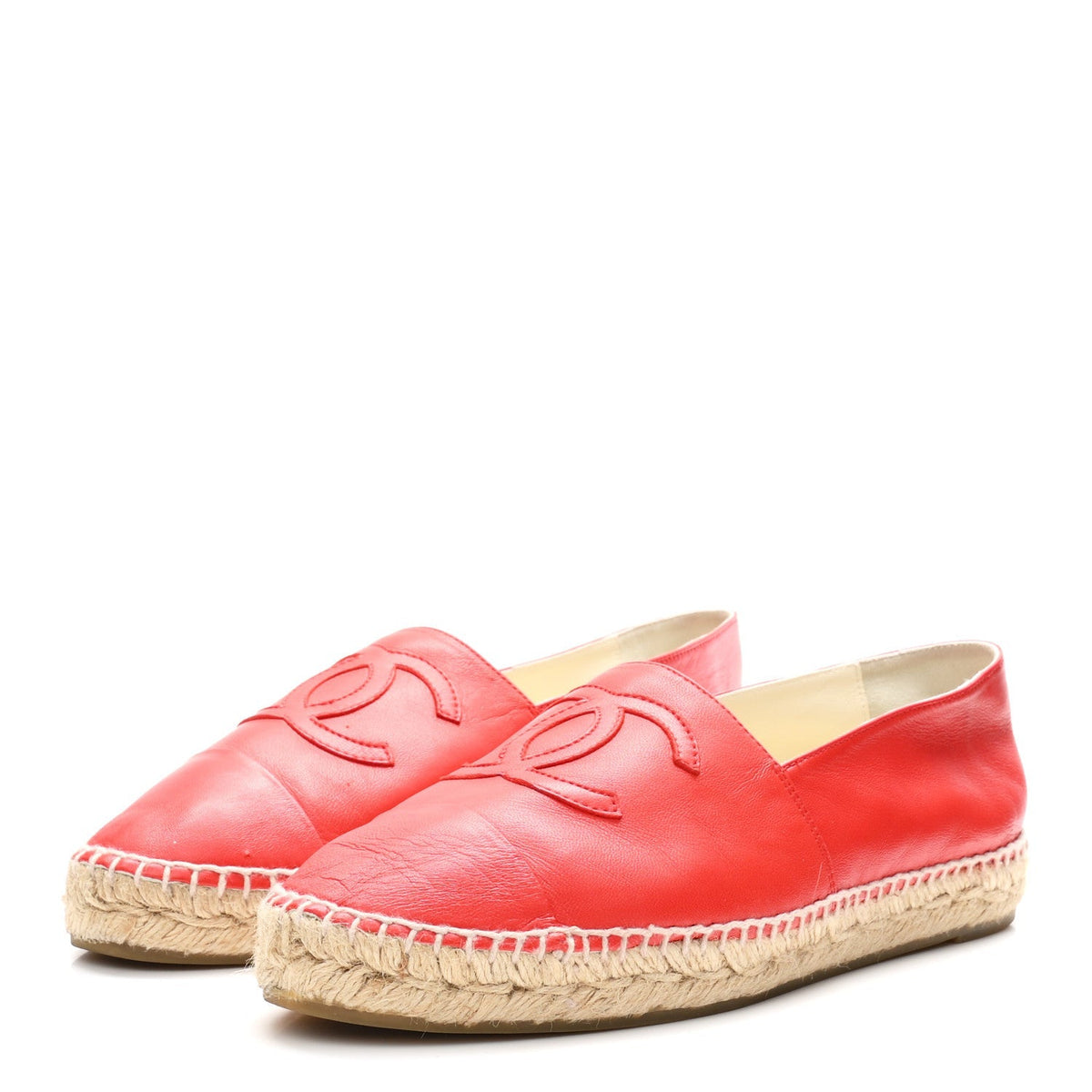 Chanel Lambskin CC Women's Espadrilles 41 Red
