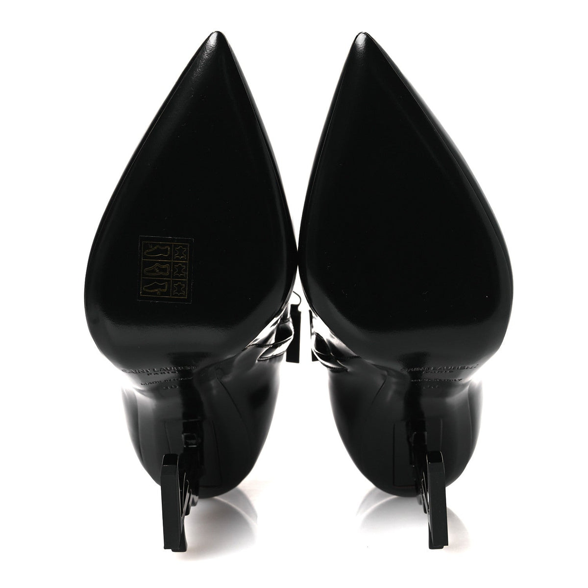 Saint Laurent Glazed Calfskin Women's Opyum Ankle Boots 36 Black