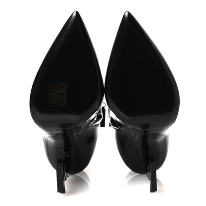 Saint Laurent Glazed Calfskin Women's Opyum Ankle Boots 36 Black