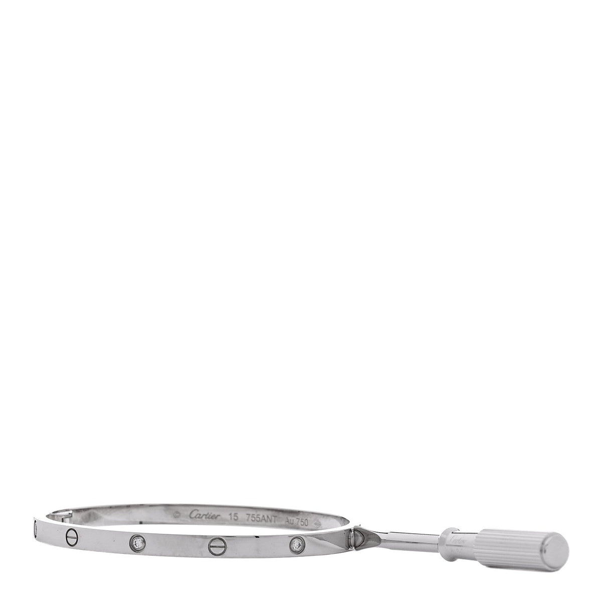 18K White Gold 6 Diamond Small LOVE Bracelet 15