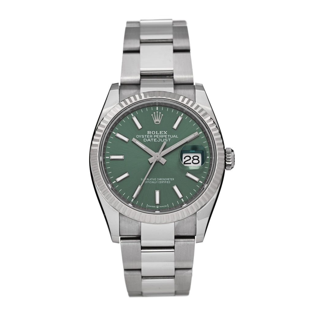 Rolex Stainless Steel 18K White Gold 36mm Datejust Watch 126234