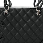 Chanel Calfskin Quilted Large Cambon Bowler Black