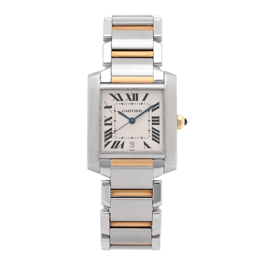 Cartier Stainless Steel 18K Yellow Gold 28mm Tank Francaise Watch