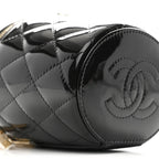 Chanel Patent Quilted Afternoon Tea Top Handle Vanity Case Black