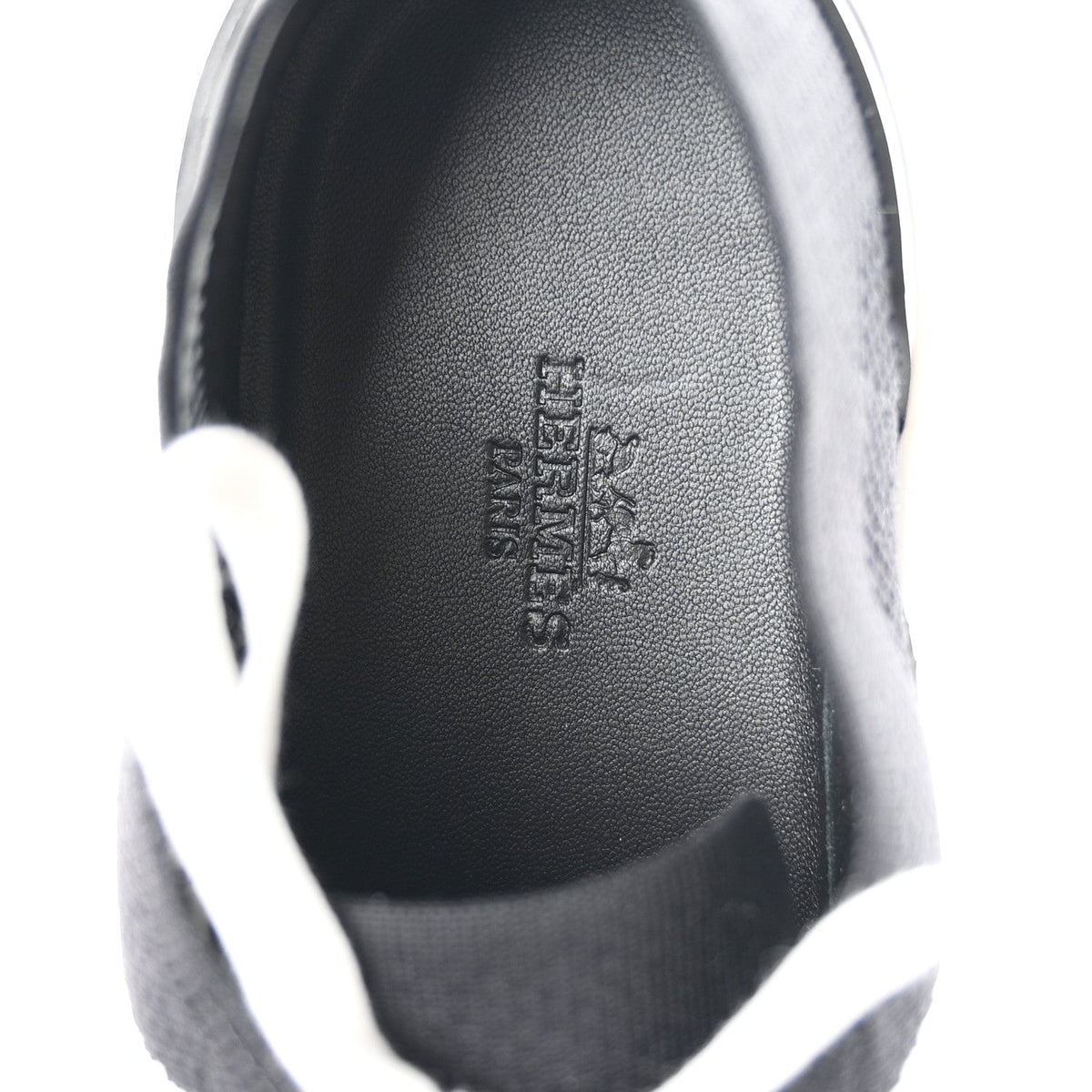 Hermes Knit Fabric Calfskin Women's Deep Sneakers 36.5 Black White