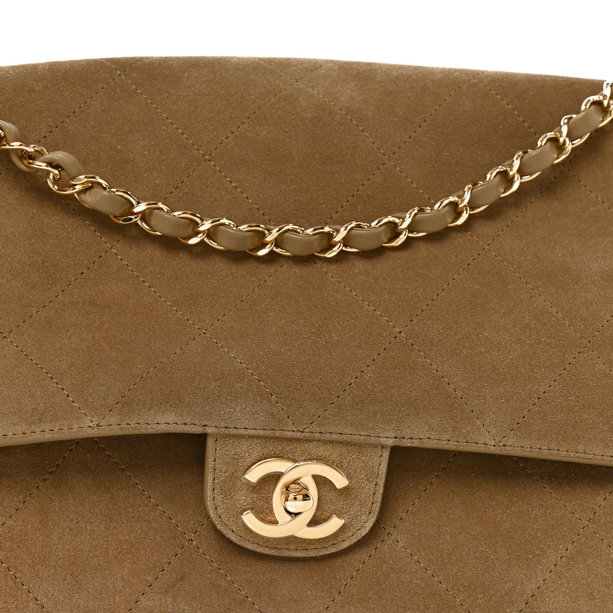 Maxi Calfskin Suede Flap Shoulder Bag