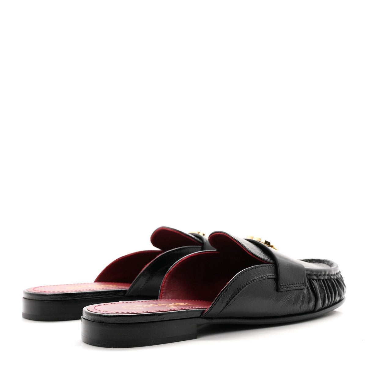 Chanel Shiny Crumpled Lambskin CC Women's Mules