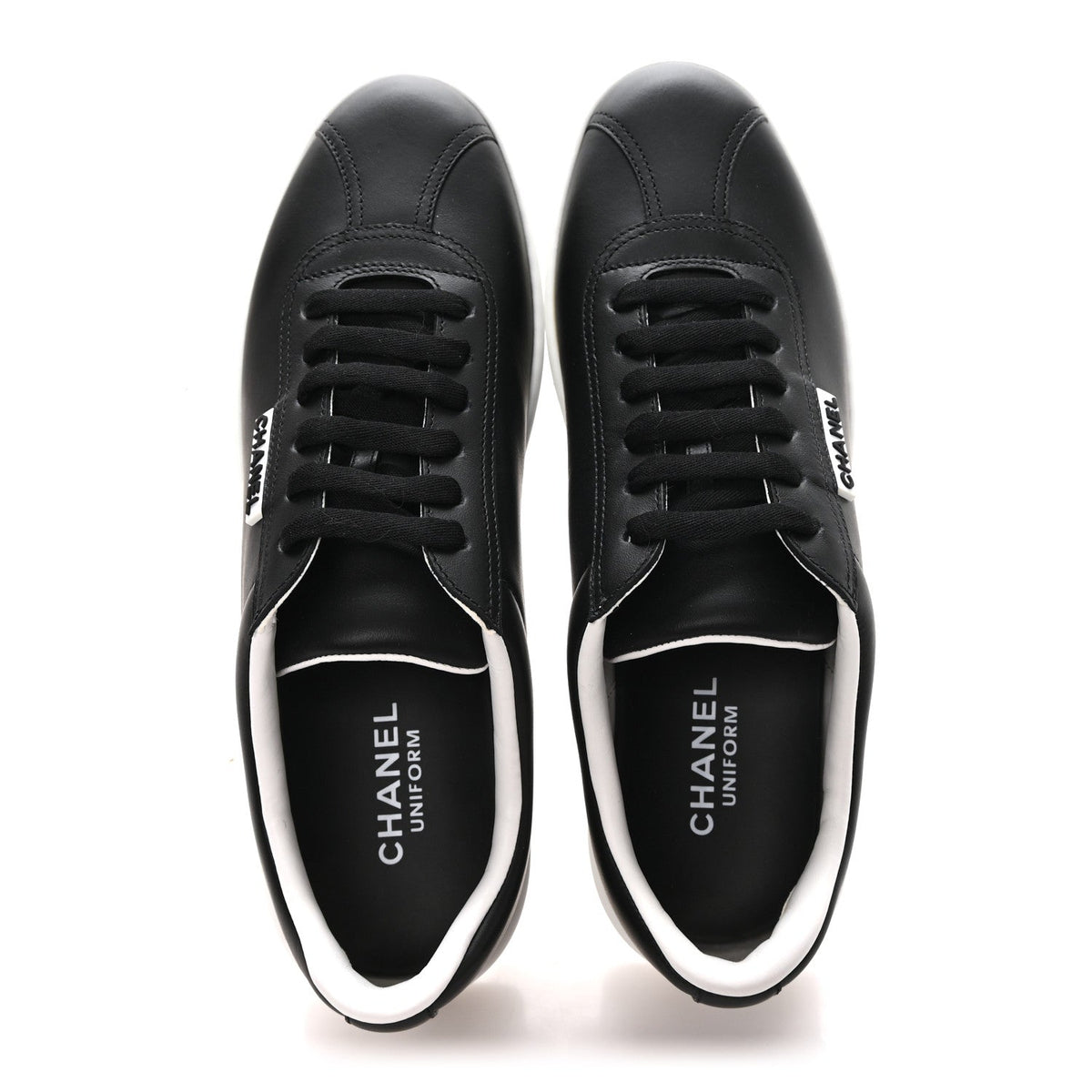 Chanel Calfskin Women's CC Sneakers 39.5 Black