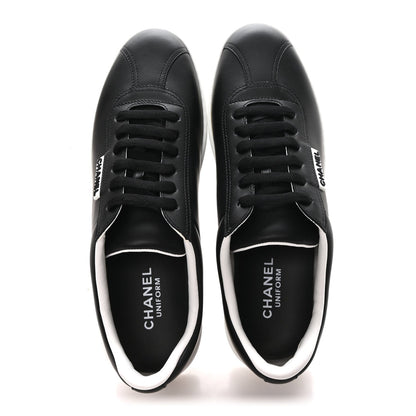 Chanel Calfskin Women's CC Sneakers 39.5 Black