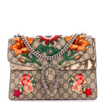 Dionysus Bag Embroidered GG Coated Canvas with Python Medium