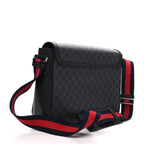 Gucci GG Supreme Web Flap Messenger Bag Black Grey