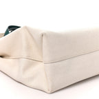 Valentino Garavani Canvas Calfskin VLogo Tote Natural Green