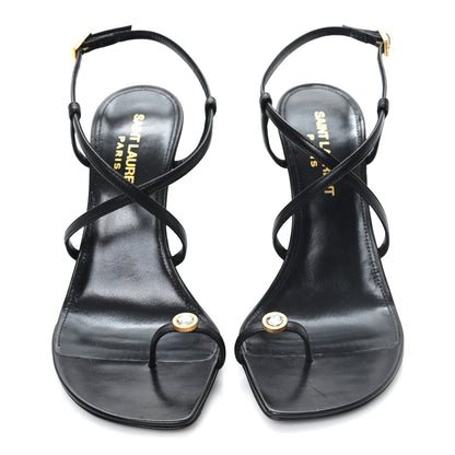 Saint Laurent Calfskin Women's Egado Date 110 Sandals 35 Black